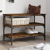 Panca Porta Scarpe Rovere Fumo 70x38,5x49 cm Legno truciolato