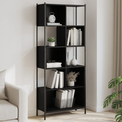 Libreria Nera 72x28x172 cm in Legno truciolato