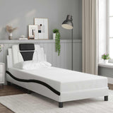 Giroletto Viana senza Materasso Bianco e Nero 90x200 cm in Similpelle