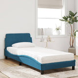 Letto con Materasso Dover Blu 80x200 cm in Velluto