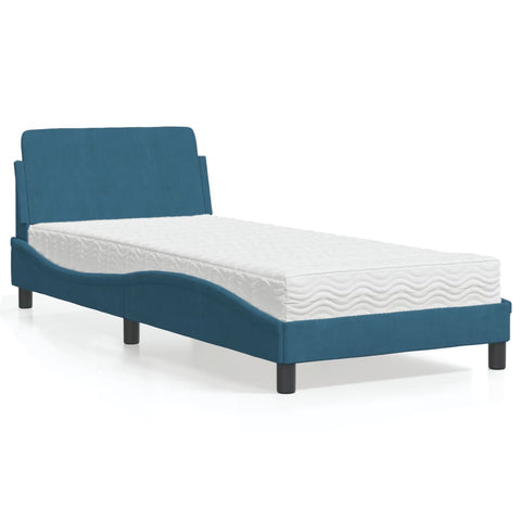 Letto con Materasso Dover Blu 80x200 cm in Velluto