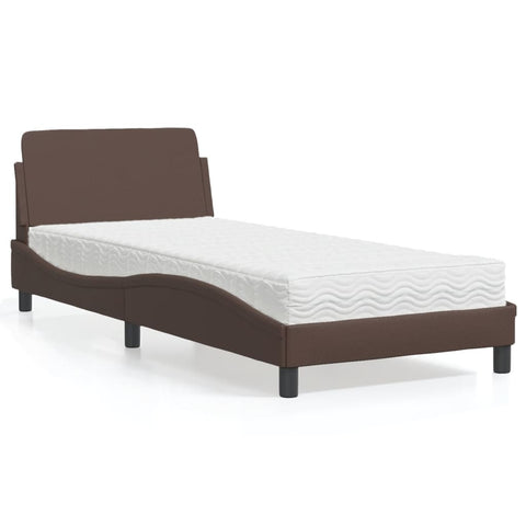 Letto con Materasso Dover Marrone 80x200 cm in Similpelle