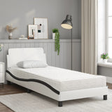 Letto con Materasso Dover Nero e Bianco 80x200 cm in Similpelle