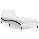 Letto con Materasso Dover Nero e Bianco 80x200 cm in Similpelle