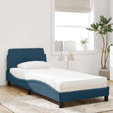 Letto con Materasso Dover Blu 90x190 cm in Velluto