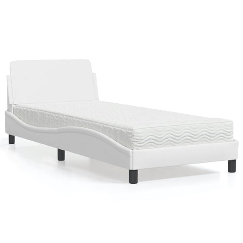Letto con Materasso Dover Bianco 90x190 cm in Similpelle
