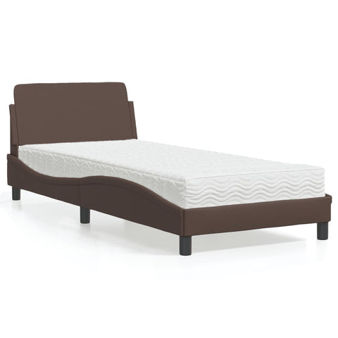 Letto con Materasso Dover Marrone 90x200 cm in Similpelle