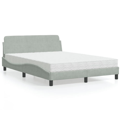 Letto con Materasso Dover Grigio Chiaro 120x200 cm in Velluto