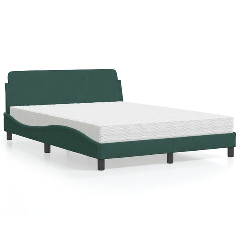 Letto con Materasso Dover Verde Scuro 120x200 cm in Velluto