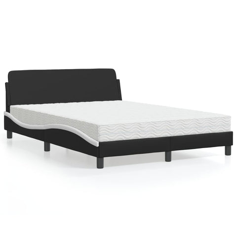 Letto con Materasso Dover Nero e Bianco 120x200 cm in Similpelle