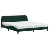 Letto con Materasso Dover Verde Scuro 180x200 cm in Velluto