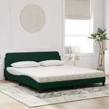Letto con Materasso Dover Verde Scuro 180x200 cm in Velluto