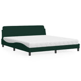 Letto con Materasso Dover Verde Scuro 180x200 cm in Velluto