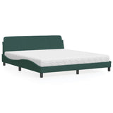 Letto con Materasso Dover Verde Scuro 180x200 cm in Velluto