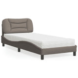 Letto con Materasso Hvar Tortora 90x190 cm in Tessuto