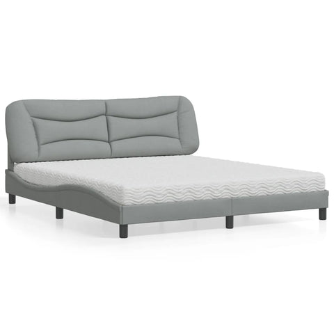 Letto con Materasso Hvar Grigio Chiaro180x200 cm Tessuto