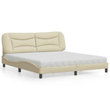 Letto con Materasso Hvar Crema 180x200 cm in Tessuto