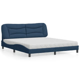 Letto con Materasso Hvar Blu 180x200 cm in Tessuto