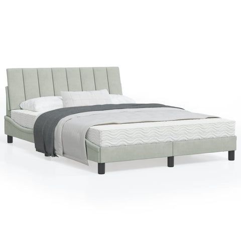 Letto con Materasso Hanko Grigio Chiaro 120x200 cm in Velluto