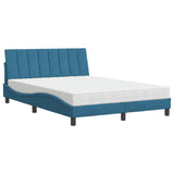 Letto con Materasso Hanko Blu 140x190 cm in Velluto