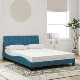 Letto con Materasso Hanko Blu 140x190 cm in Velluto