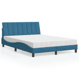 Letto con Materasso Hanko Blu 140x190 cm in Velluto
