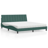 Letto con Materasso Hanko Verde Scuro 180x200 cm in Velluto