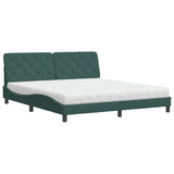 Letto con Materasso Verde Scuro 180x200 cm in Velluto