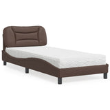 Letto con Materasso Hvar Marrone 80x200 cm in Similpelle