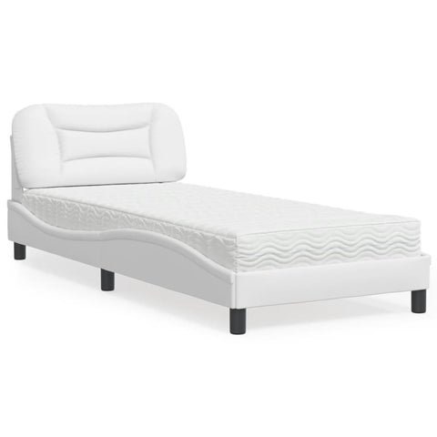 Letto con Materasso Hvar Bianco 90x190 cm in Similpelle