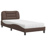 Letto con Materasso Hvar Marrone 90x200 cm in Similpelle