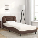 Letto con Materasso Hvar Marrone 90x200 cm in Similpelle