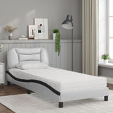 Letto con Materasso Hvar Nero e Bianco 90x200 cm in Similpelle