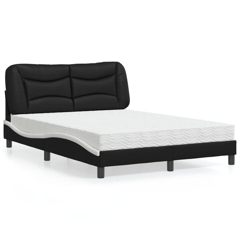 Letto con Materasso Hvar Nero e Bianco 120x200 cm in Similpelle