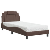Letto Viana con Materasso Marrone 90x190 cm in Similpelle