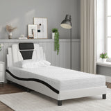 Letto Viana con Materasso Nero e Bianco 90x200 cm in Similpelle