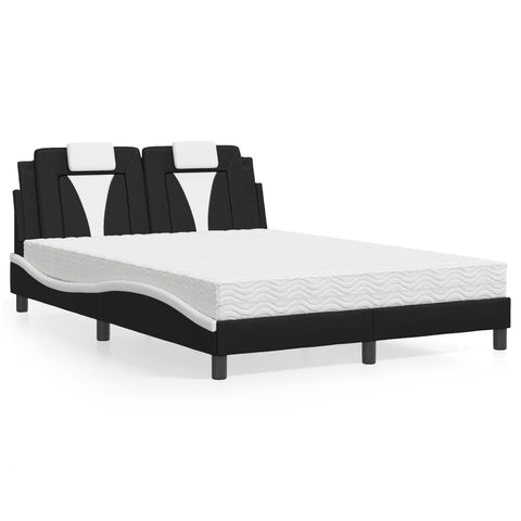 Letto Viana con Materasso Nero e Bianco 120x200 cm in Similpelle