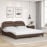 Letto Viana con Materasso Marrone 180x200cm in Similpelle