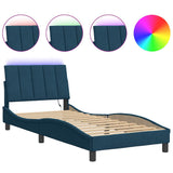 Giroletto con LED senza Materasso Hanko Blu 90x190 cm in Velluto