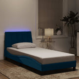 Giroletto con LED senza Materasso Hanko Blu 90x190 cm in Velluto