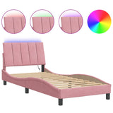 Giroletto con LED senza Materasso Hanko Rosa 90x200 cm in Velluto