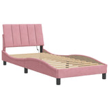 Giroletto con LED senza Materasso Hanko Rosa 90x200 cm in Velluto