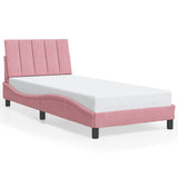 Giroletto con LED senza Materasso Hanko Rosa 90x200 cm in Velluto