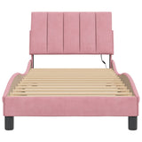 Giroletto con LED senza Materasso Hanko Rosa 90x200 cm in Velluto
