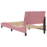 Giroletto con LED senza Materasso Hanko Rosa 90x200 cm in Velluto