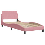 Giroletto con LED senza Materasso Hanko Rosa 90x200 cm in Velluto