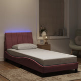 Giroletto con LED senza Materasso Hanko Rosa 90x200 cm in Velluto
