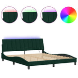Giroletto con LED senza Materasso Hanko Verde Scuro 180x200 cm in Velluto