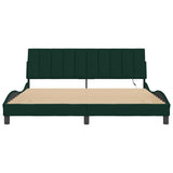 Giroletto con LED senza Materasso Hanko Verde Scuro 180x200 cm in Velluto