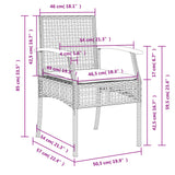 Set da Pranzo da Giardino 5 pz Nero con Cuscini in Polyrattan